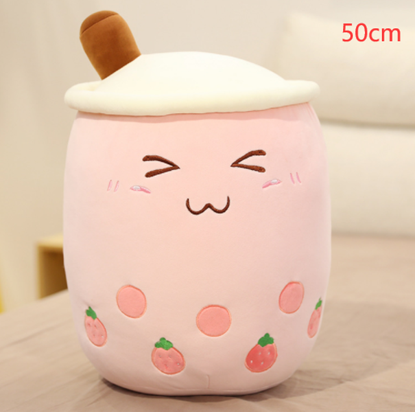 Cute Fruit Drink Plush Stuffed Soft Strawberry Milk Boba Tea Plush - Minihomy