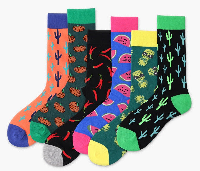 Happy Socks Men Women British Style Cactus Fruit Creative Cotton Socks