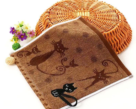 Tail Hook Cotton Cat Face Towel 25x50cm