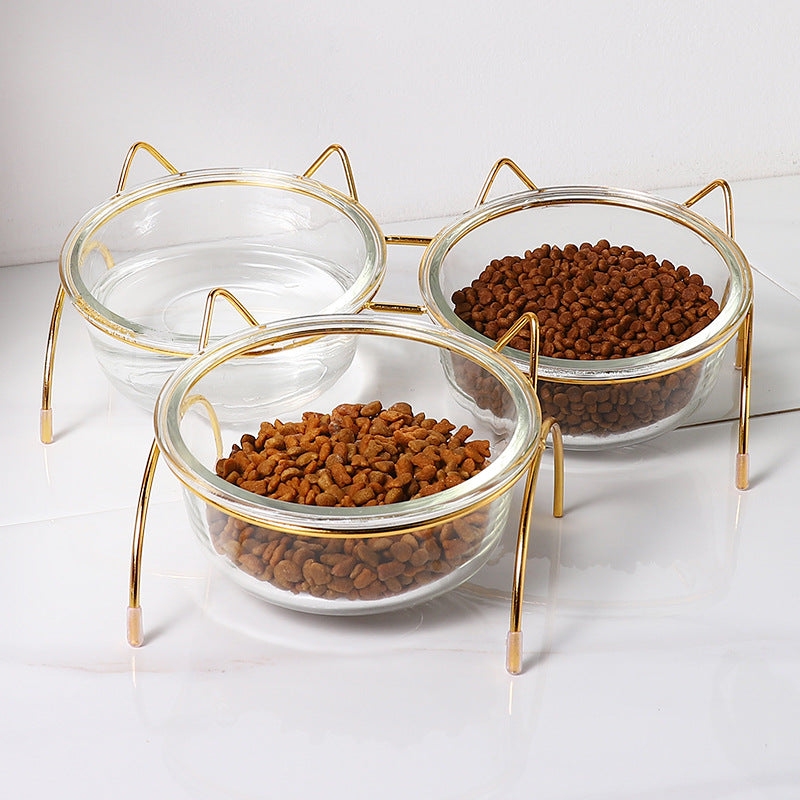 Transparent Dog Pet Easy To Clean Double Bowl