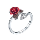 Gold Plated Rose Gold Ladies Rings With Roses - Minihomy