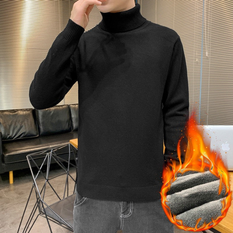 Turtleneck Sweater Plus Velvet Knitting Trend Of Self-cultivation All-match