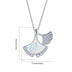 925 Sterling Silver Nature Ginkgo Opal Leaf Pendant Necklace Jewelry - Minihomy