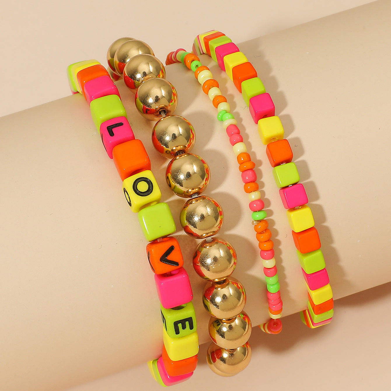 Bohemian Acrylic Letter Rice Bead Bracelet Summer Beauty - Minihomy