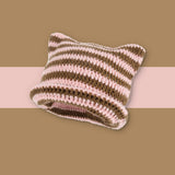 Ins Little Devil Striped Knitted Wool Hat Women - Minihomy