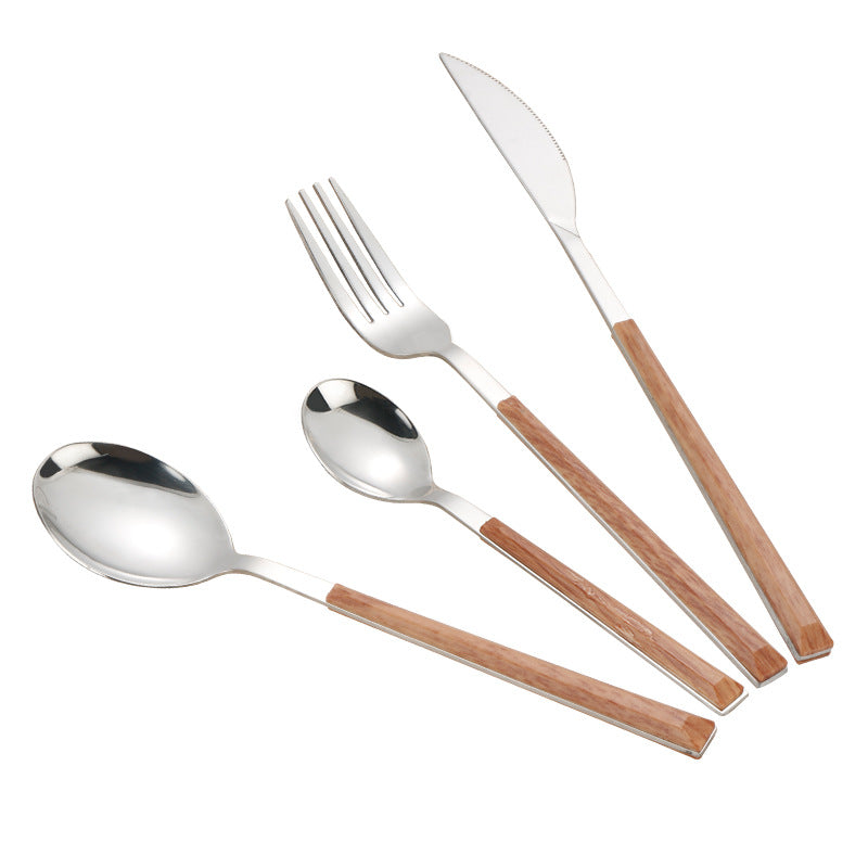 Stainless steel imitation wooden handle tableware