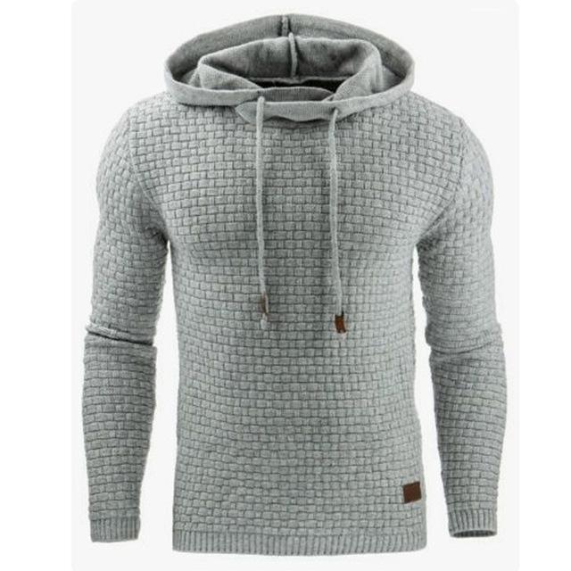 Men's Jacquard Sweater Long-sleeved Hoodie Warm Color Hooded Sweatshirt