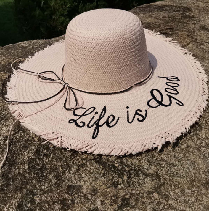 Summer vacation straw hat female visor letter Raffia lady beach hat