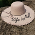 Summer vacation straw hat female visor letter Raffia lady beach hat