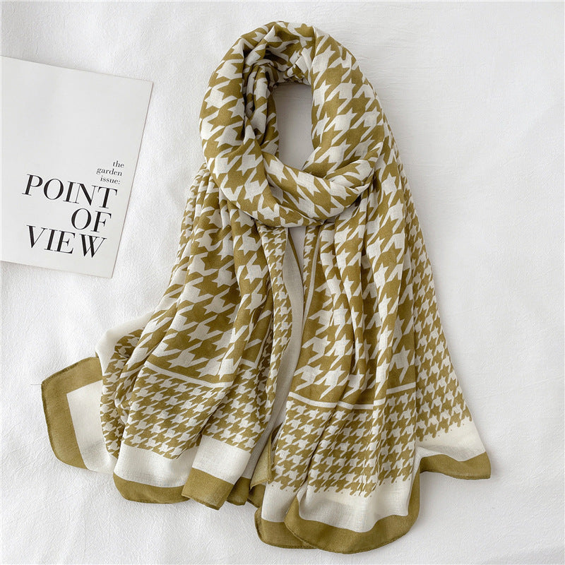 Fake Travel Shawl Geometric Plaid Scarf - Minihomy