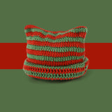 Ins Little Devil Striped Knitted Wool Hat Women