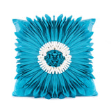 Modern Style White Throw Pillows Velvet Stitching 3D Chrysanthemum Cushion Waist Pillow Blue Cushion Case