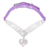 Shiny Rhinestone Pet Suede Soft Love Love Diamond Cat Collar - Minihomy