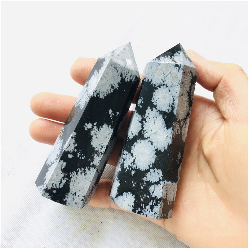 Snowflake Obsidian Single Pointed Hexagonal Crystal Pillar Ornament