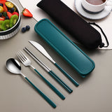 304 Dinnerware Set Flatware Kitchen Accessories Camping Travel Sets Gold Knife Fork Spoon Portable Cutlery Sets With Case - Minihomy