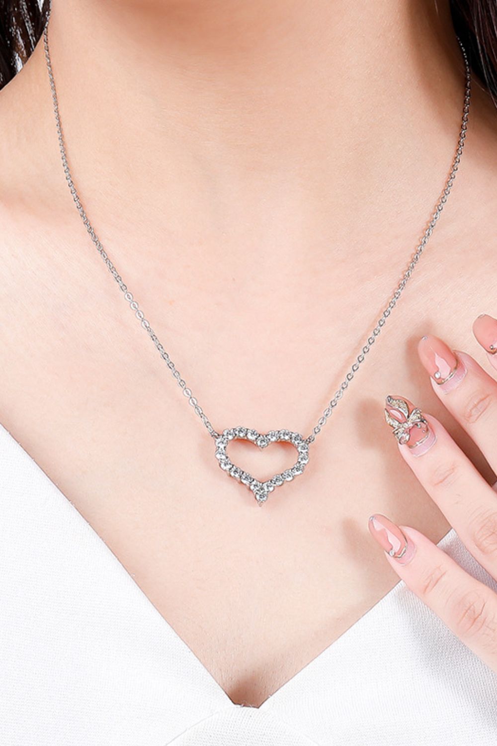 1 Carat Moissanite Heart Pendant Chain-Link Necklace - Minihomy