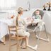 4-in-1 Foldable Baby High Chair with 7 Adjustable Heights and Free Toys Bar-Gray - Color: Gray - Minihomy