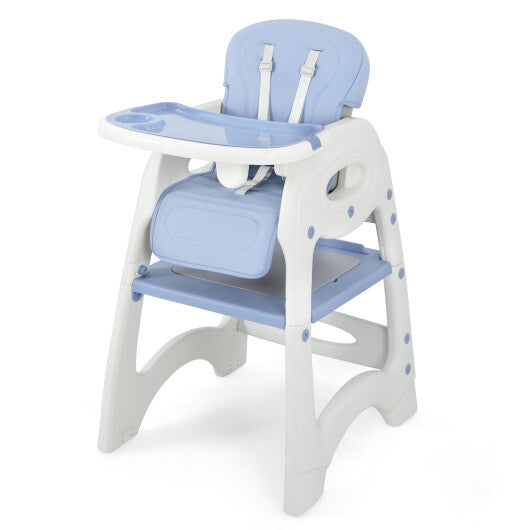 6-in-1 Baby High Chair with Removable Double Tray-Blue - Color: Blue