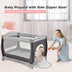 3-in-1 Portable Baby Playard with Zippered Door and Toy Bar-Gray - Color: Gray - Minihomy