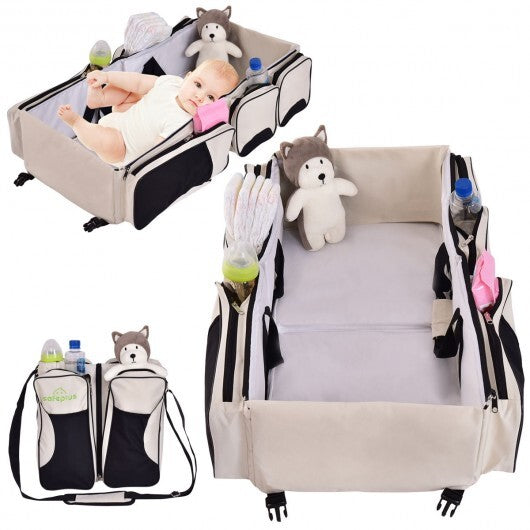 3 in 1 Portable Infant Bassinet Diaper Bag Beige - Color: Beige