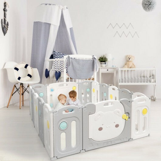 16-Panel Kids Activity Center  - Color: Gray & White - Minihomy