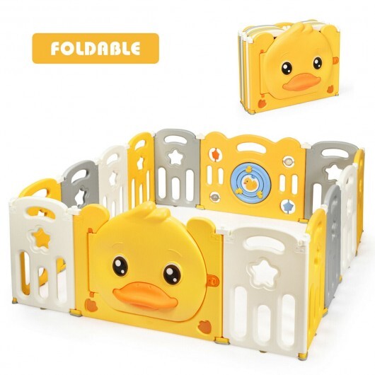 14-Panel Foldable Baby with Sound - Color: Yellow