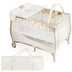 Foldable Safety  Baby Playard for Toddler Infant with Changing Station-Beige - Color: Beige - Minihomy