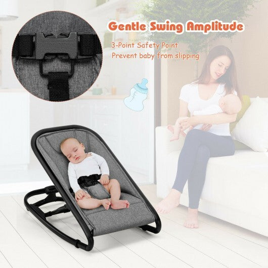 2-in-1 Adjustable Baby Bouncer and Rocker-Gray - Color: Gray