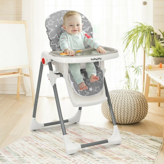 Folding Baby High Dining Chair with 6-Level Height Adjustment - Minihomy