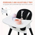 3-In-1 Adjustable Baby High Chair with Soft Seat Cushion for Toddlers-Black - Color: Black - Minihomy