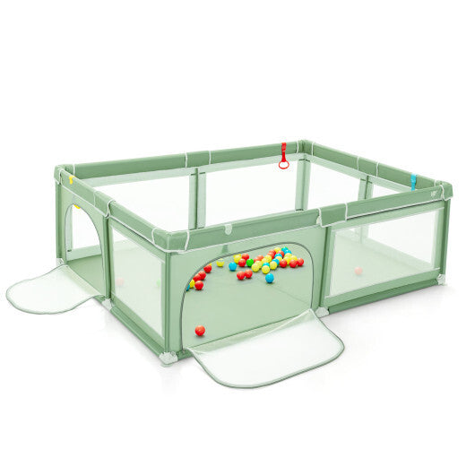 Extra-Large Safety Baby Fence with 50 Ocean Balls-Green - Color: Green