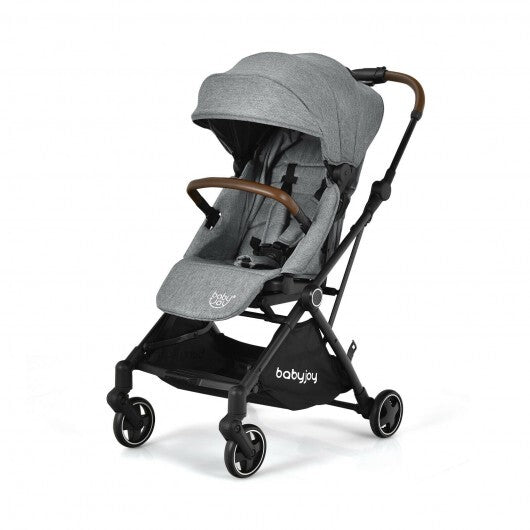 2-in-1 Convertible Aluminum Baby Stroller with Adjustable Canopy-Gray - Color: Gray