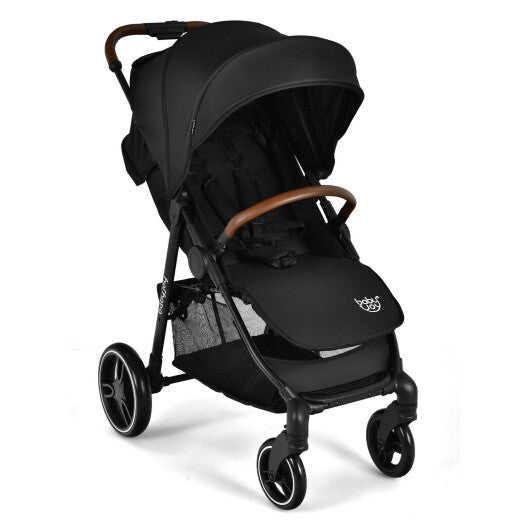 5-Point Harness Lightweight Infant Stroller with Foot Cover and Adjustable Backrest-Black - Color: Black