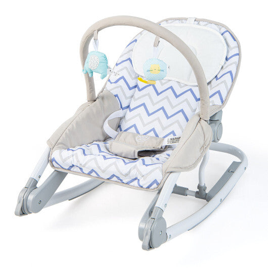 2-in-1 Baby Bouncer with 3-Level Adjustable Backrest-Gray - Color: Gray