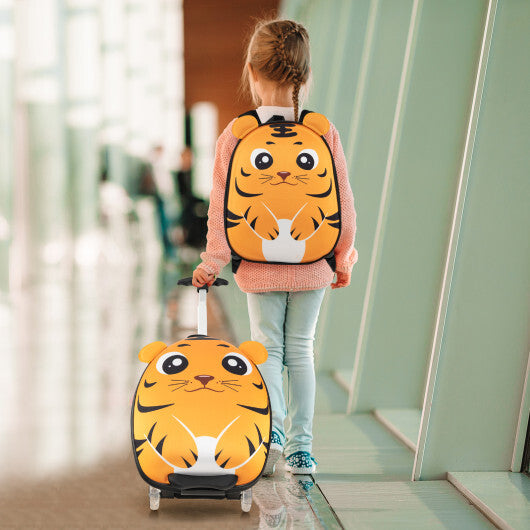 Lightweight and Portable Rolling Suitcase for Children-Yellow - Color: Yellow