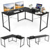 95 Inch 2-Person L-Shaped Long Reversible Computer Desk with Monitor Stand-Black - Color: Black - Minihomy