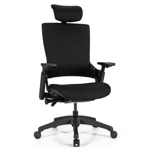 Reclining Computer Desk Chair with 3D Armrests and Headrest - Color: Black