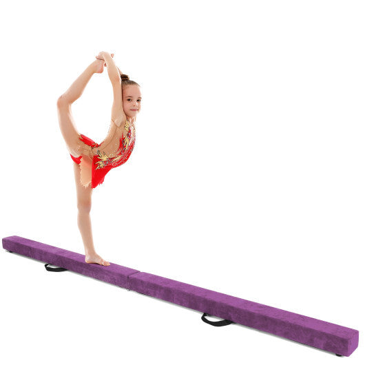 7 Feet Folding Portable Floor Balance Beam with Handles for Gymnasts-Purple - Color: Purple - Minihomy