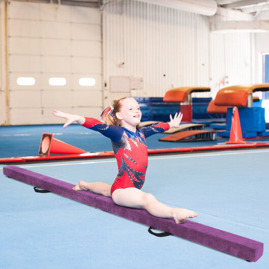 7 Feet Folding Portable Floor Balance Beam with Handles for Gymnasts-Purple - Color: Purple - Minihomy