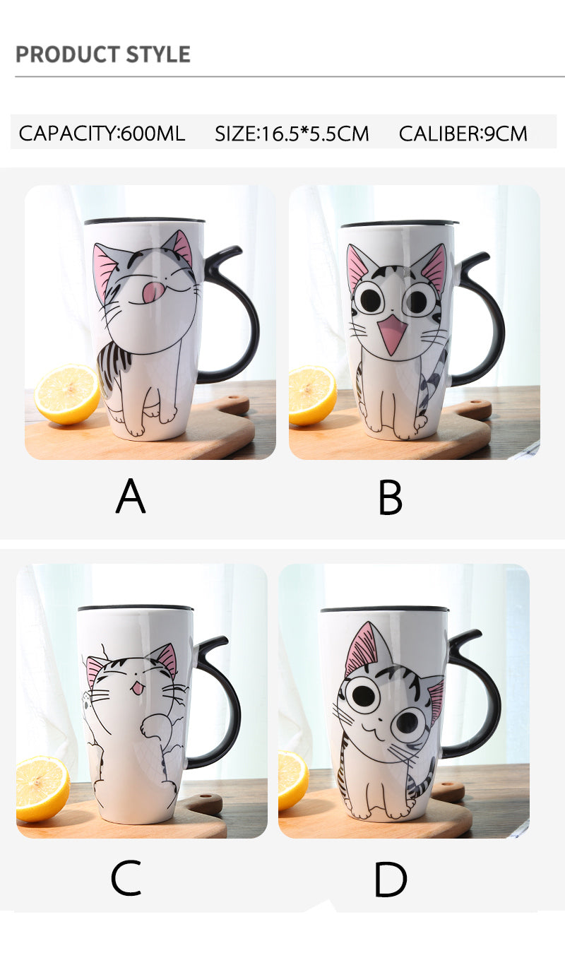 Large 600 ml Cute Ceramic Cat Mug - Minihomy