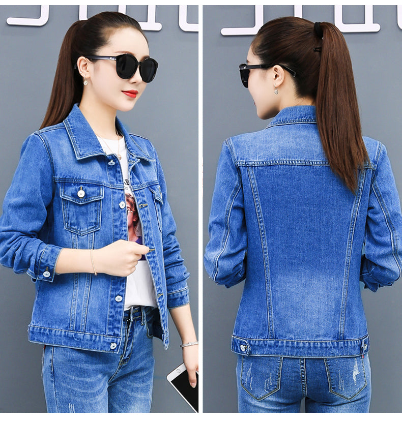 Denim Jacket Women Jeans Jackets Blue Black New Autumn Wear - Minihomy