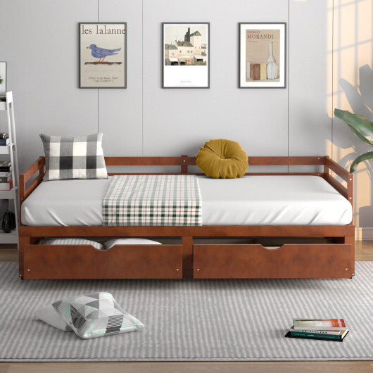 Extendable Twin to King Daybed with Trundle and 2 Storage Drawers