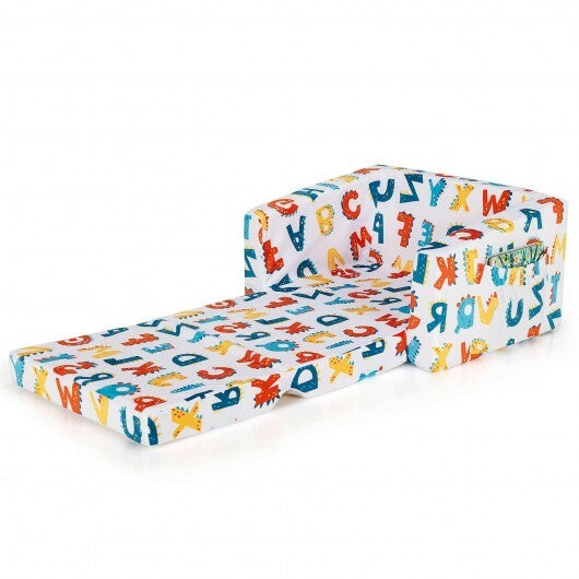 2-in-1 Convertible Kids Sofa with Velvet Fabric-Multicolor - Color: Multicolor