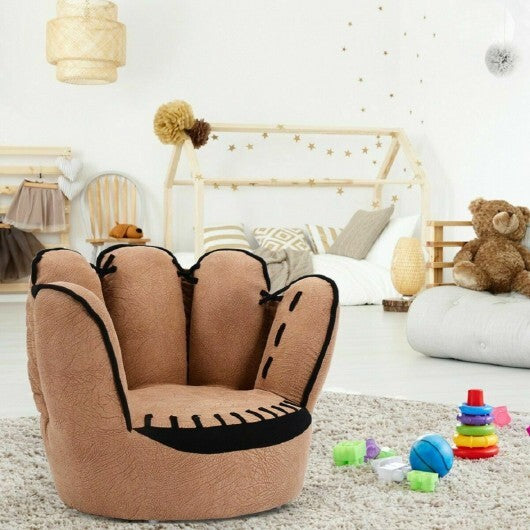 Household Five Fingers Baseball Glove Shaped Kids Leisure Upholstered Sofa - Color: Brown - Minihomy