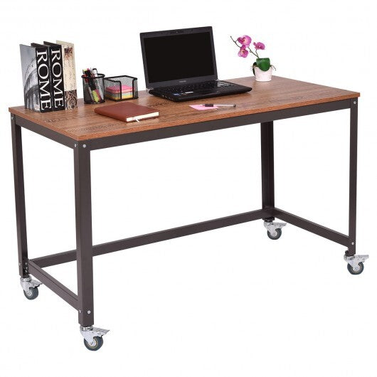 48" Rolling Computer Desk with Heavy-duty Metal Frame for Home and Office-Natural - Color: Natural - Minihomy