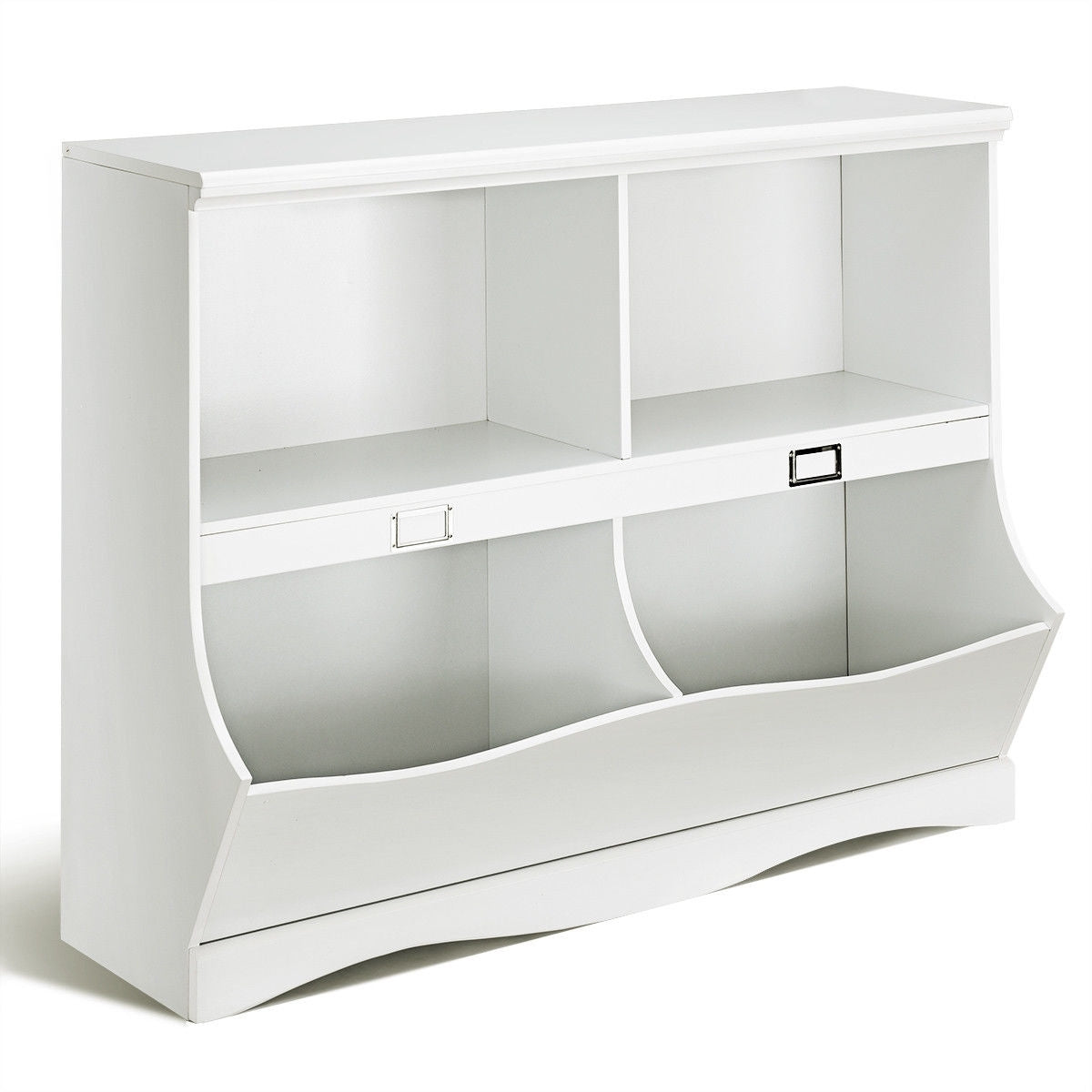 Kids Storage Unit Baby Toy Organizer Children Bookshelf Bookcase-White - Color: White