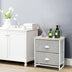 Metal Frame Nightstand Side Table Storage with 2 Drawers-Gray - Minihomy