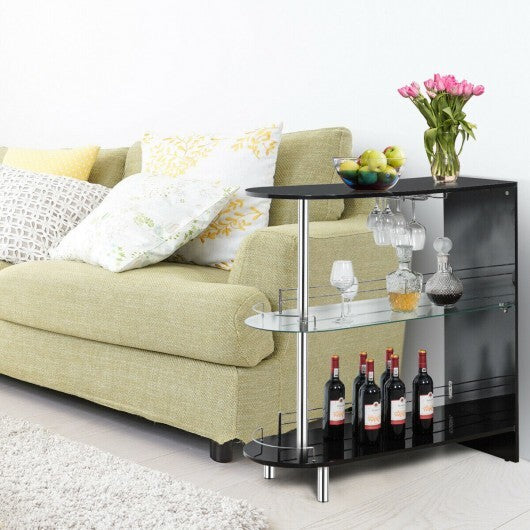 2-holder Bar Table with Tempered Glass Shelf - Minihomy