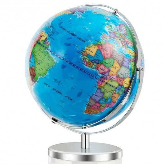 13" Illuminated World Globe 720? Rotating Map with LED Light