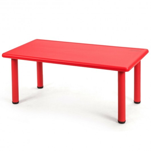 Kids Plastic Rectangular Learn and Play Table-Red - Color: Red - Minihomy